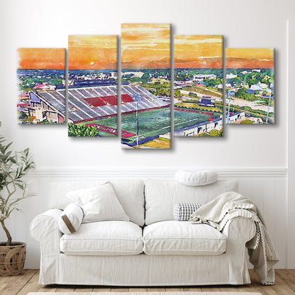 Youngstown State Penguins, Stambaugh Painting Stadium Watercolor, Sport Art, Mixed 5 Panel, Canvas Print Wall Art