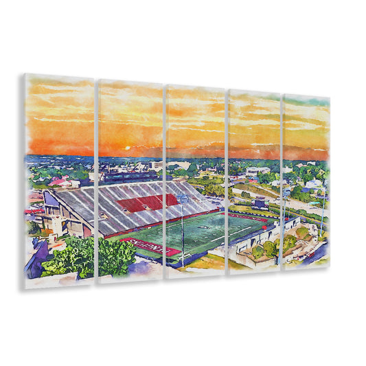 Youngstown State Penguins, Stambaugh Painting Stadium Watercolor, Sport Art, Extra Large Canvas Print Wall Art