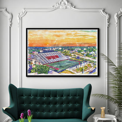 Youngstown State Penguins, Stambaugh Painting Stadium Watercolor, Sport Gift Art, Framed Art Print Wall Decor