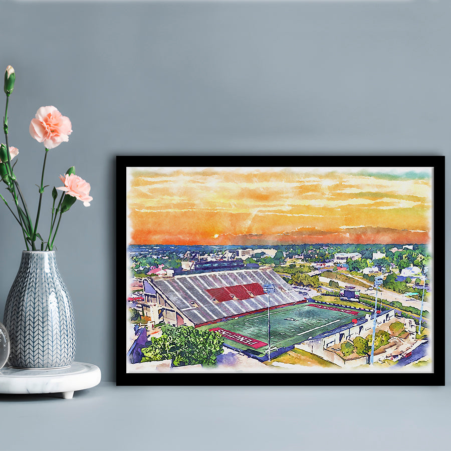 Youngstown State Penguins, Stambaugh Painting Stadium Watercolor, Sport Gift Art, Framed Art Print Wall Decor