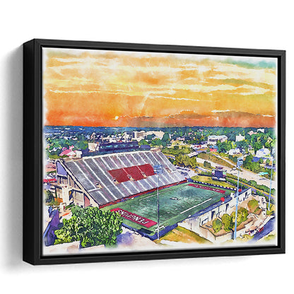 Youngstown State Penguins, Stambaugh Painting Stadium Watercolor, Sport Gift Art, Framed Canvas Print Wall Art