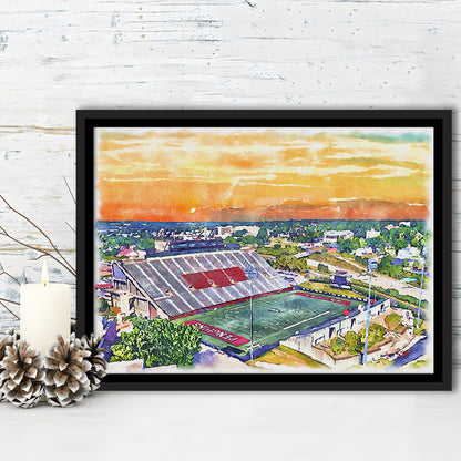 Youngstown State Penguins, Stambaugh Painting Stadium Watercolor, Sport Gift Art, Framed Canvas Print Wall Art