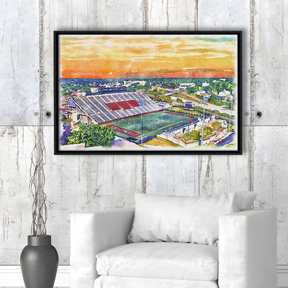 Youngstown State Penguins, Stambaugh Painting Stadium Watercolor, Sport Gift Art, Framed Canvas Print Wall Art