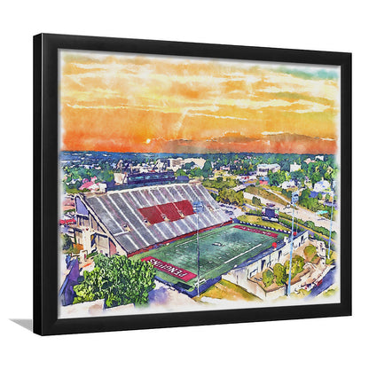 Youngstown State Penguins, Stambaugh Painting Stadium Watercolor, Sport Gift Art, Framed Art Print Wall Decor