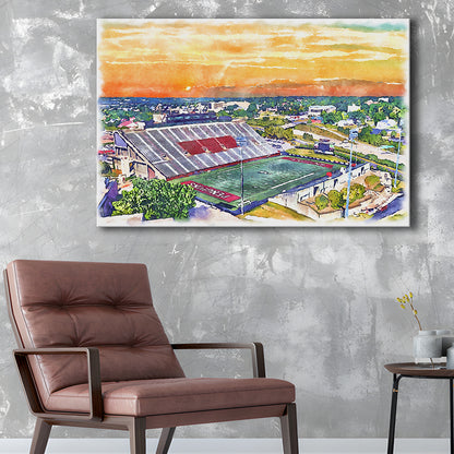 Youngstown State Penguins, Stambaugh Painting Stadium Watercolor, Sport Art, Gifts for him, Canvas Print Wall Art