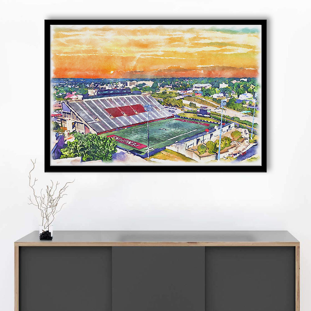 Youngstown State Penguins, Stambaugh Painting Stadium Watercolor, Sport Gift Art, Framed Art Print Wall Decor