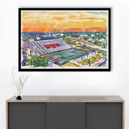 Youngstown State Penguins, Stambaugh Painting Stadium Watercolor, Sport Gift Art, Framed Art Print Wall Decor