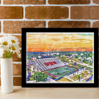 Youngstown State Penguins, Stambaugh Painting Stadium Watercolor, Sport Gift Art, Framed Art Print Wall Decor