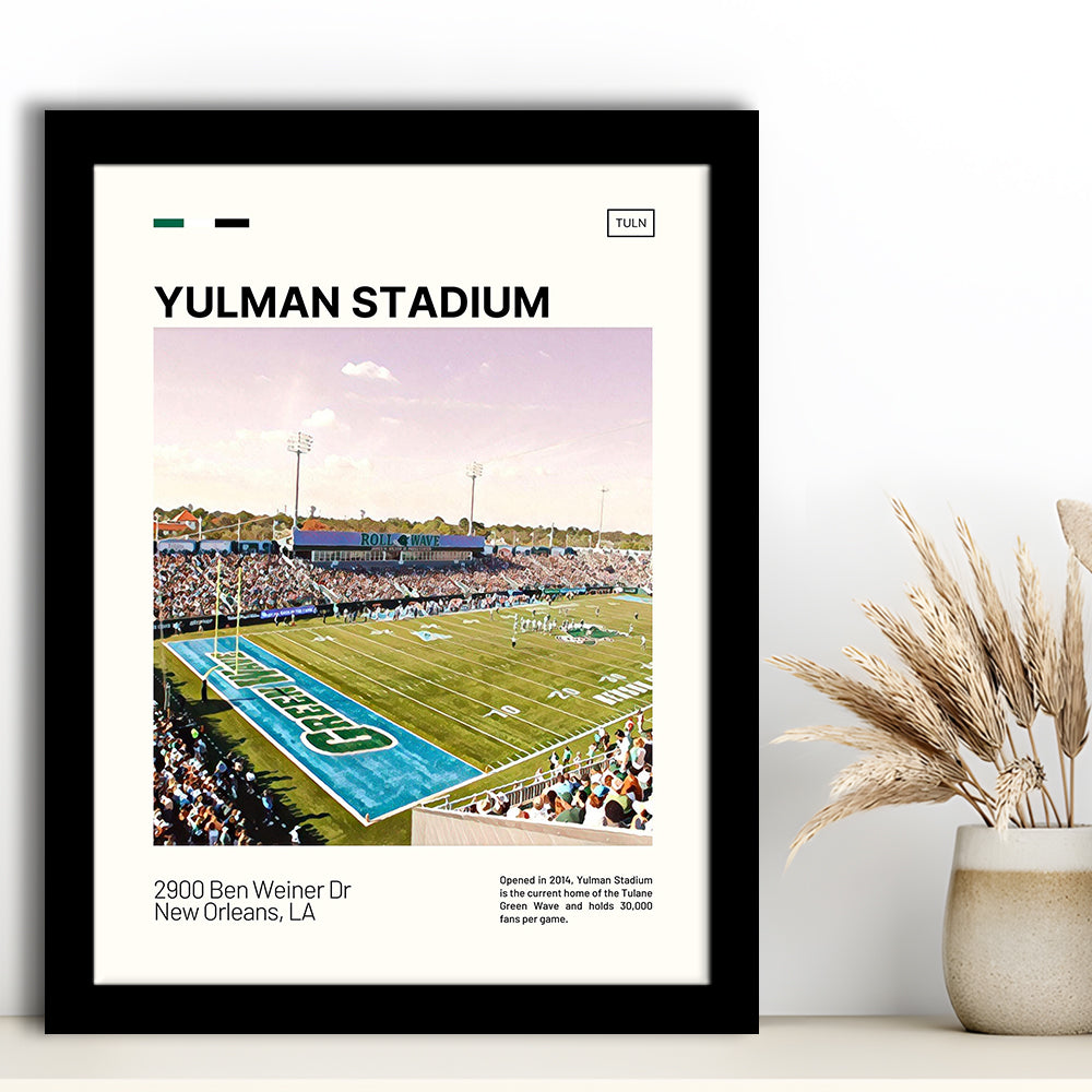 Yulman Stadium Print, Tulane Green Wave Stadium Art, Gifts for him, Sport Art, Framed Art Print Wall Decor