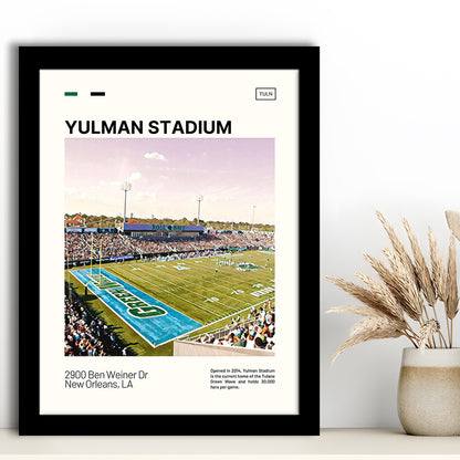 Yulman Stadium Print, Tulane Green Wave Stadium Art, Gifts for him, Sport Art, Framed Art Print Wall Decor