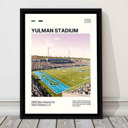 Yulman Stadium Print, Tulane Green Wave Stadium Canvas Art, Man Cave Gift, Floating Framed Canvas Print Wall Art
