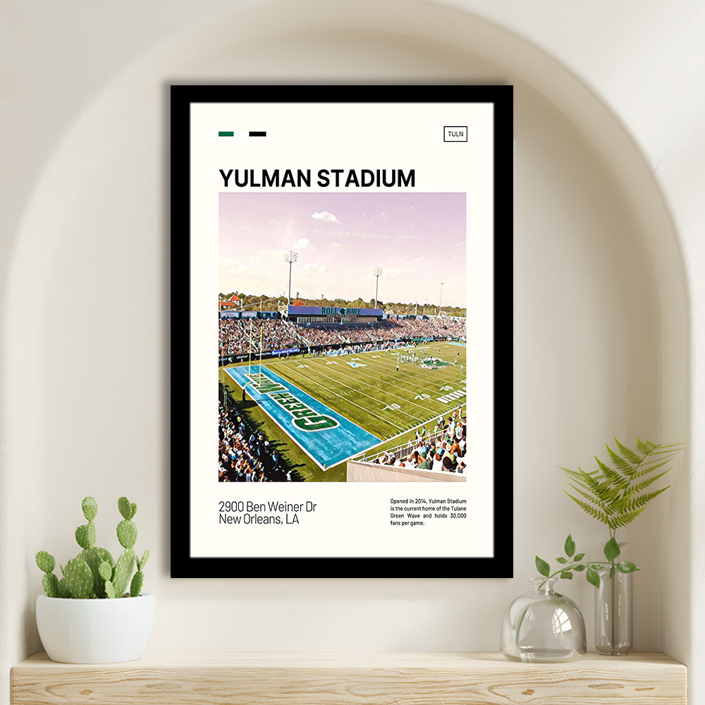 Yulman Stadium Print, Tulane Green Wave Stadium Art, Gifts for him, Sport Art, Framed Art Print Wall Decor