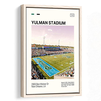 Yulman Stadium Print, Tulane Green Wave Stadium Canvas Art, Man Cave Gift, Floating Framed Canvas Print Wall Art