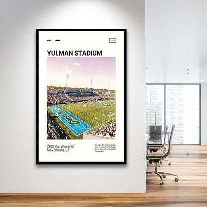 Yulman Stadium Print, Tulane Green Wave Stadium Art, Gifts for him, Sport Art, Framed Art Print Wall Decor