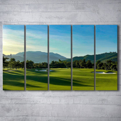 Beautiful Golf Course During A Summer Day, Golf Art Print, Extra Large Canvas Print Wall Art