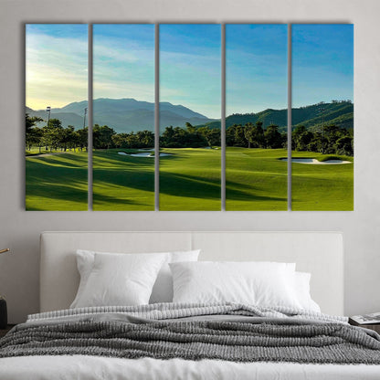 Beautiful Golf Course During A Summer Day, Golf Art Print, Extra Large Canvas Print Wall Art
