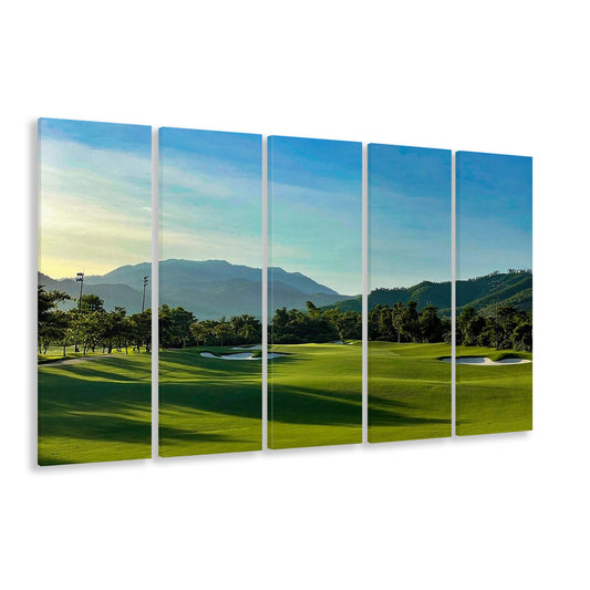 Beautiful Golf Course During A Summer Day, Golf Art Print, Extra Large Canvas Print Wall Art