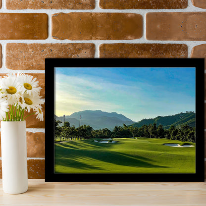 Beautiful Golf Course During A Summer Day, Framed Art Print Wall Decor, Picture Framed