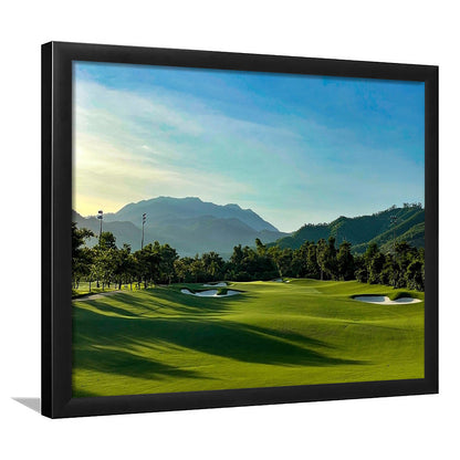 Beautiful Golf Course During A Summer Day, Framed Art Print Wall Decor, Picture Framed