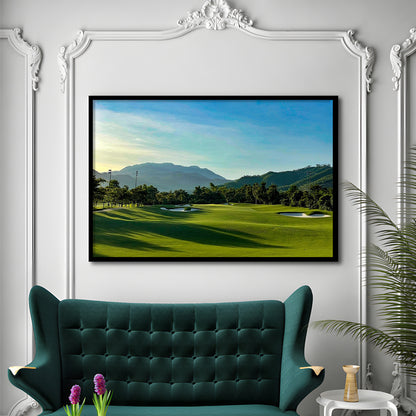 Beautiful Golf Course During A Summer Day, Framed Art Print Wall Decor, Picture Framed
