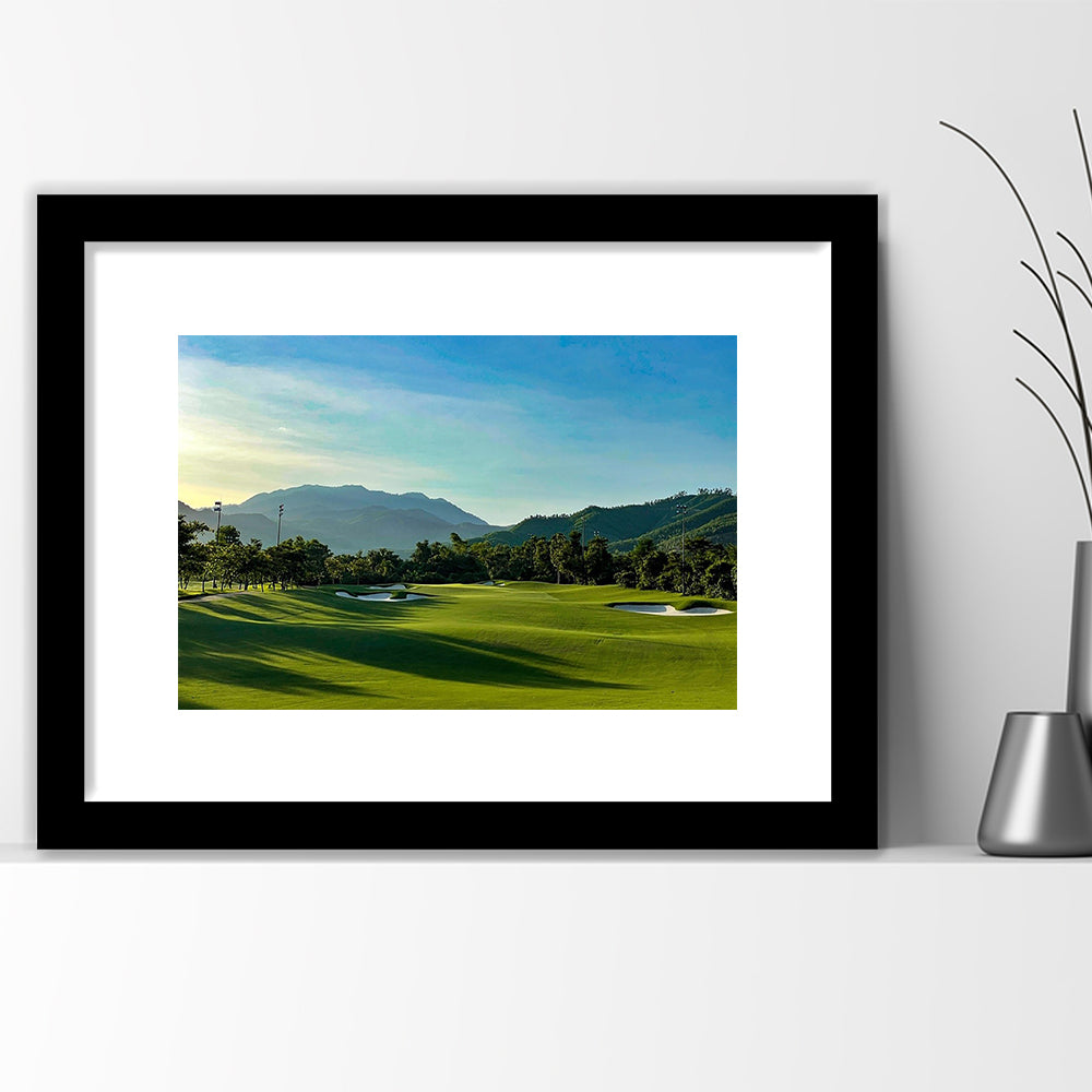 Beautiful Golf Course During A Summer Day, Goft Art Print, Framed Art Print White Border Wall Decor