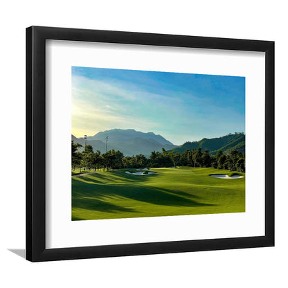 Beautiful Golf Course During A Summer Day, Goft Art Print, Framed Art Print White Border Wall Decor