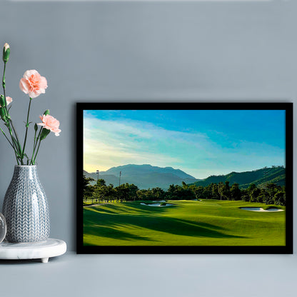 Beautiful Golf Course During A Summer Day, Framed Art Print Wall Decor, Picture Framed