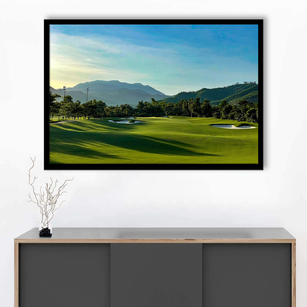 Beautiful Golf Course During A Summer Day, Framed Art Print Wall Decor, Picture Framed