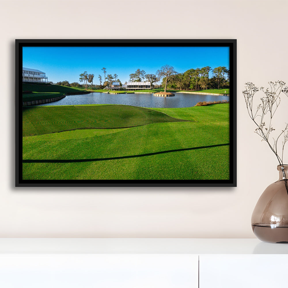 Beautiful Golf Course In Florida, Floating Framed Canvas Print Wall Art