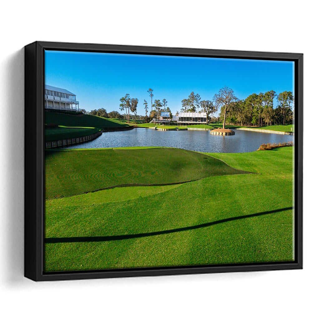 Beautiful Golf Course In Florida, Floating Framed Canvas Print Wall Art