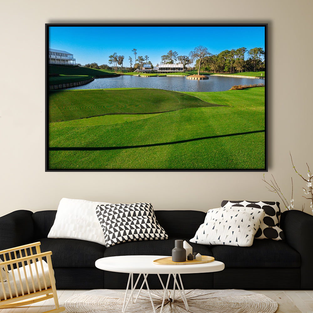 Beautiful Golf Course In Florida, Floating Framed Canvas Print Wall Art