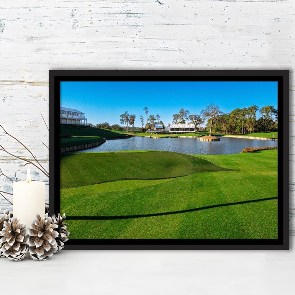 Beautiful Golf Course In Florida, Floating Framed Canvas Print Wall Art