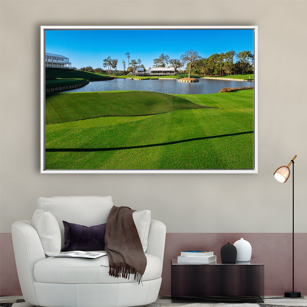 Beautiful Golf Course In Florida, Floating Framed Canvas Print Wall Art