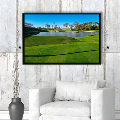 Beautiful Golf Course In Florida, Floating Framed Canvas Print Wall Art