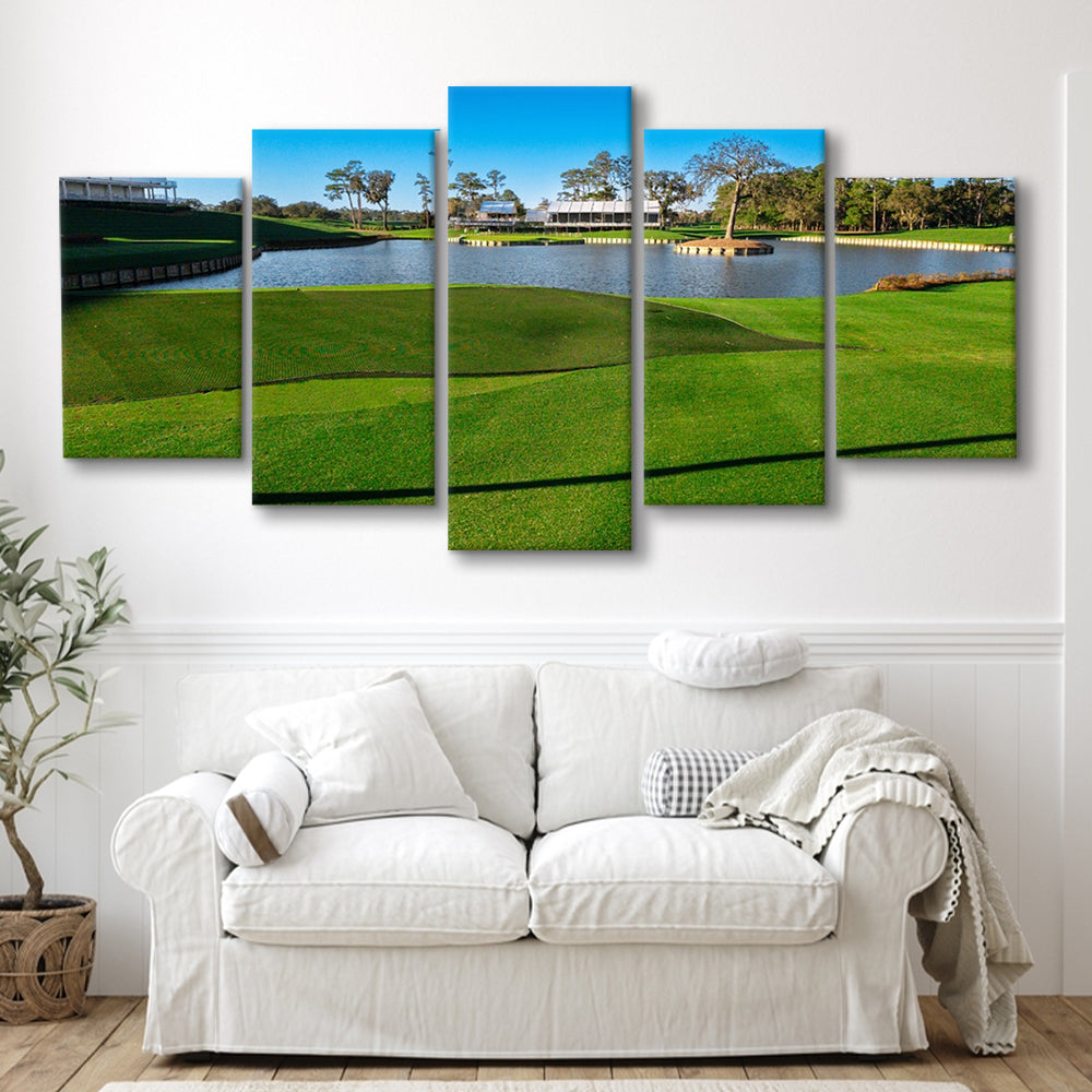 Beautiful Golf Course In Florida, Golf Art Print, 5 Pieces Mixed Canvas Print Wall Art