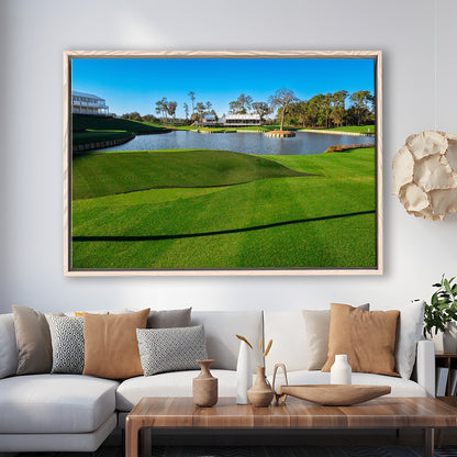 Beautiful Golf Course In Florida, Floating Framed Canvas Print Wall Art