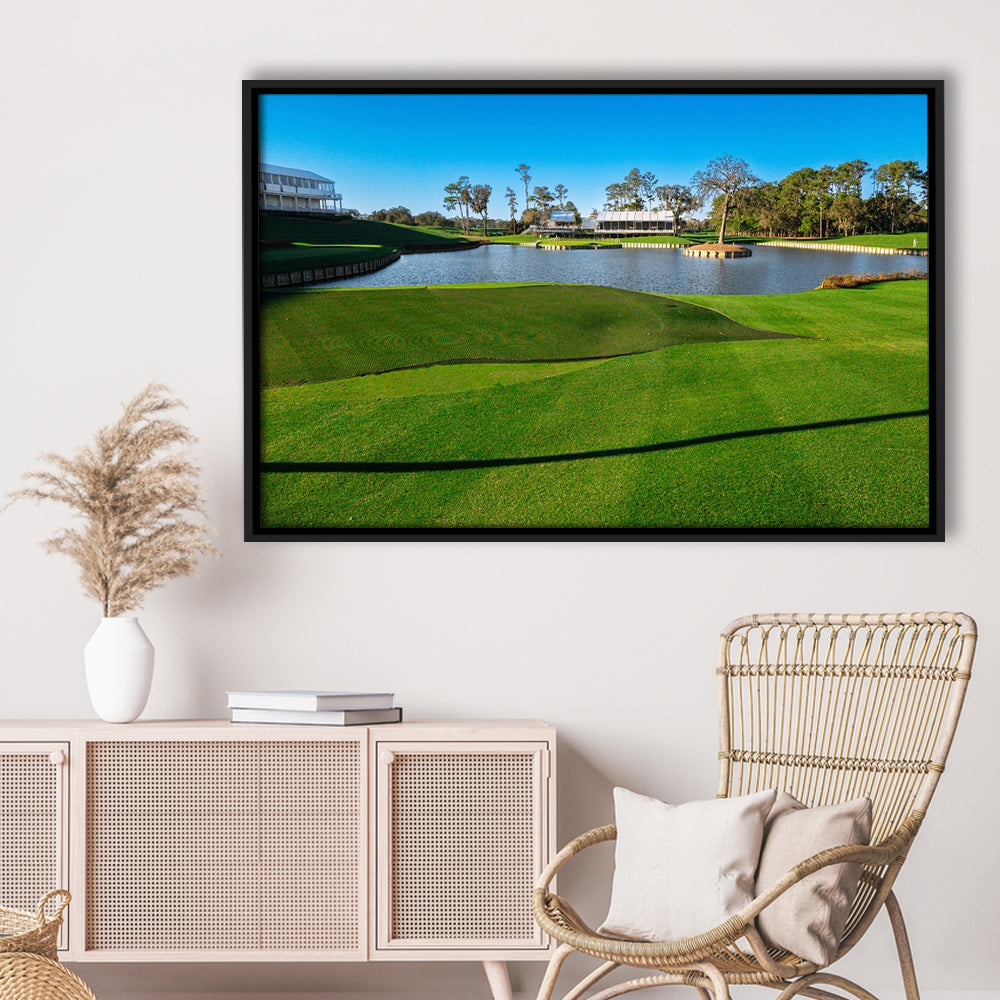 Beautiful Golf Course In Florida, Floating Framed Canvas Print Wall Art