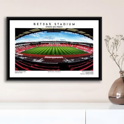 Bet365 Stadium, Stoke City Football Stadium Wall Art Print, Championship Decor, Framed Canvas Print Wall Art