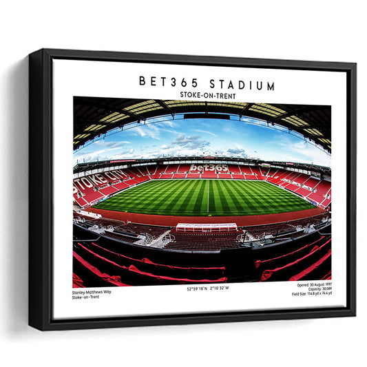 Bet365 Stadium, Stoke City Football Stadium Wall Art Print, Championship Decor, Framed Canvas Print Wall Art