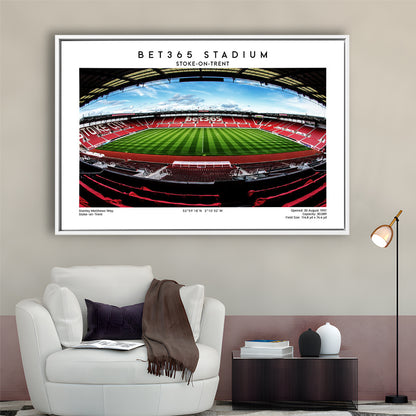 Bet365 Stadium, Stoke City Football Stadium Wall Art Print, Championship Decor, Framed Canvas Print Wall Art