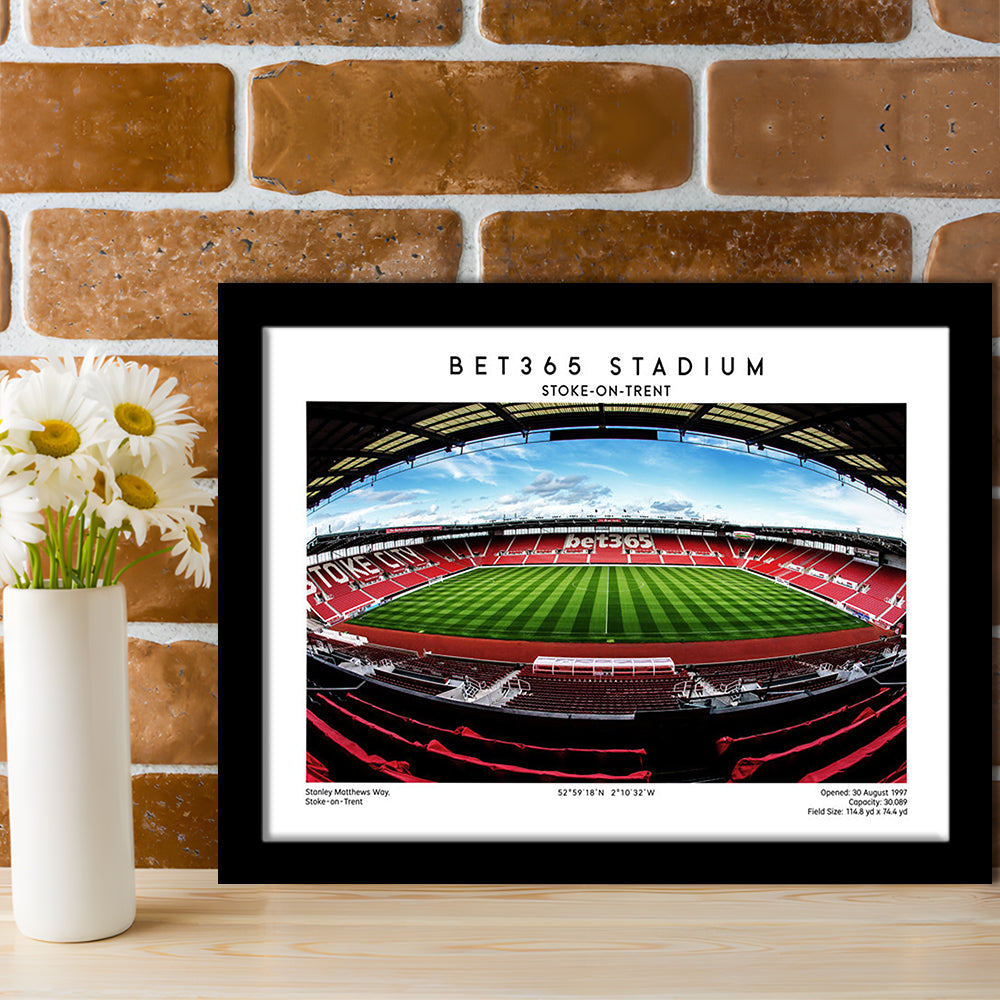 Bet365 Stadium, Stoke City Football Stadium Wall Art Print, Championship Decor, Framed Art Print Wall Decor