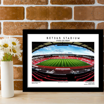 Bet365 Stadium, Stoke City Football Stadium Wall Art Print, Championship Decor, Framed Art Print Wall Decor