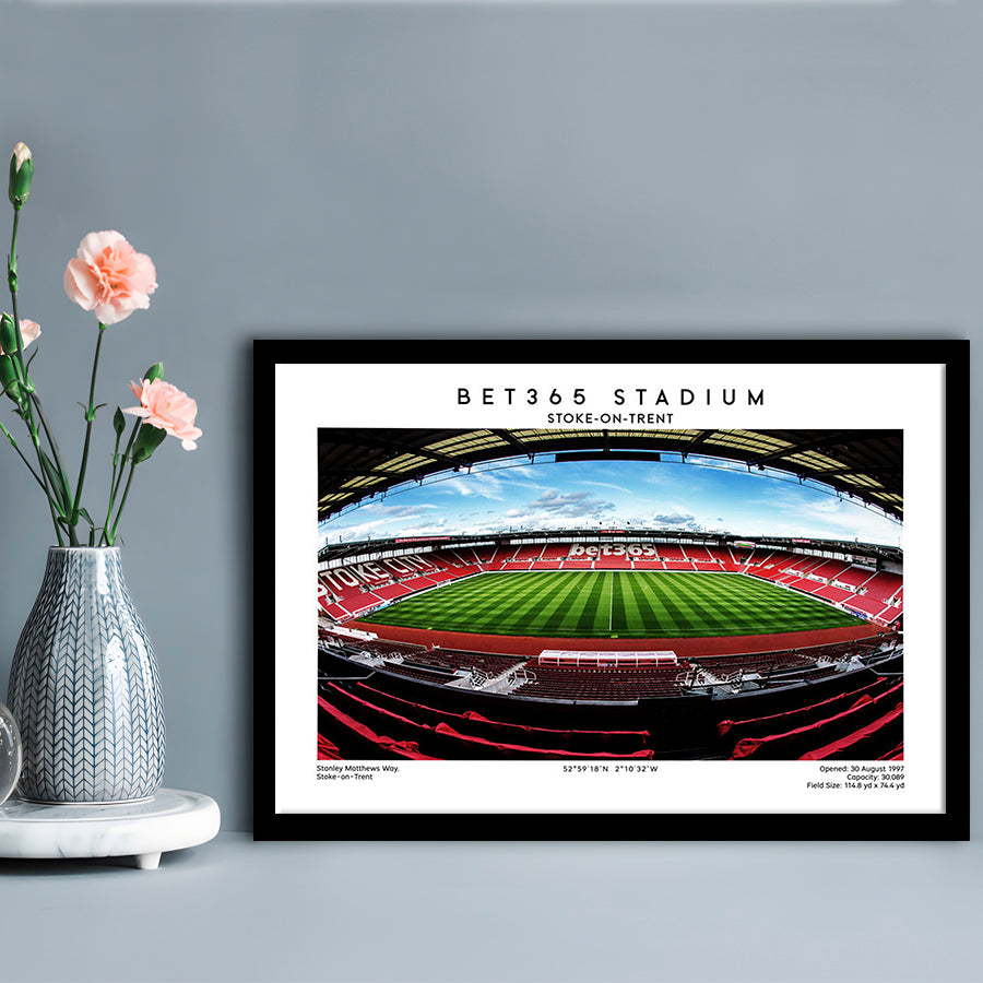 Bet365 Stadium, Stoke City Football Stadium Wall Art Print, Championship Decor, Framed Art Print Wall Decor