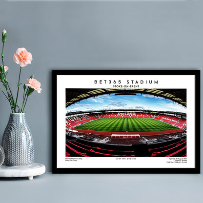 Bet365 Stadium, Stoke City Football Stadium Wall Art Print, Championship Decor, Framed Art Print Wall Decor
