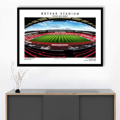 Bet365 Stadium, Stoke City Football Stadium Wall Art Print, Championship Decor, Framed Art Print Wall Decor