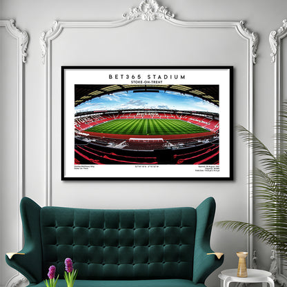 Bet365 Stadium, Stoke City Football Stadium Wall Art Print, Championship Decor, Framed Art Print Wall Decor