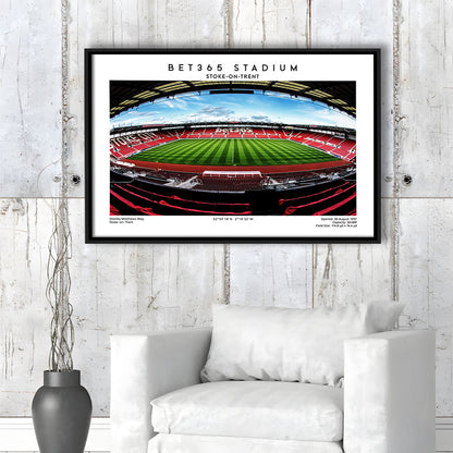 Bet365 Stadium, Stoke City Football Stadium Wall Art Print, Championship Decor, Framed Canvas Print Wall Art