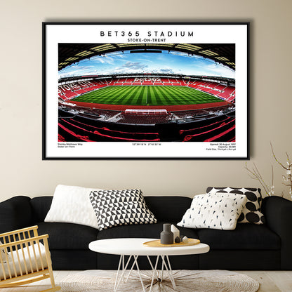 Bet365 Stadium, Stoke City Football Stadium Wall Art Print, Championship Decor, Framed Canvas Print Wall Art