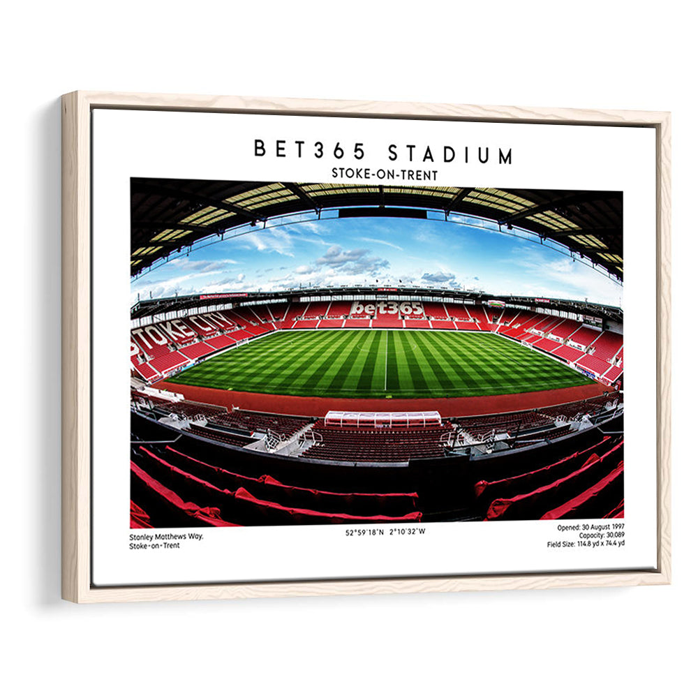 Bet365 Stadium, Stoke City Football Stadium Wall Art Print, Championship Decor, Framed Canvas Print Wall Art