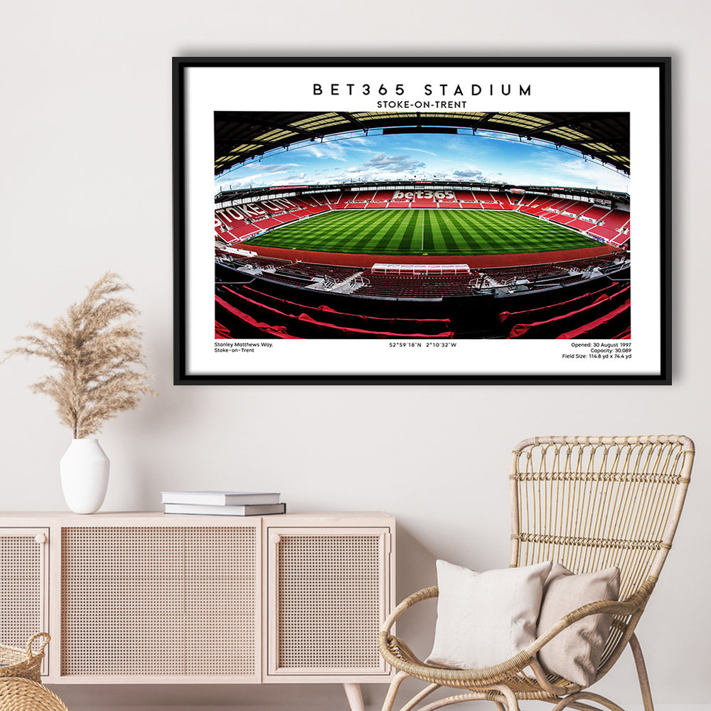 Bet365 Stadium, Stoke City Football Stadium Wall Art Print, Championship Decor, Framed Canvas Print Wall Art